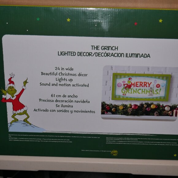 The Grinch And Max Light Up Merry Christmas Sign Hanging Wall Decor Lights Sound - Picture 4 of 7